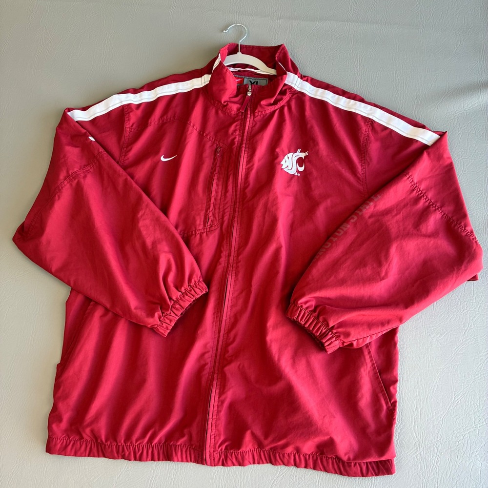 Windbreaker Mens Washington State Cougars XL Red Vented 3 Pocket Nike Team Good